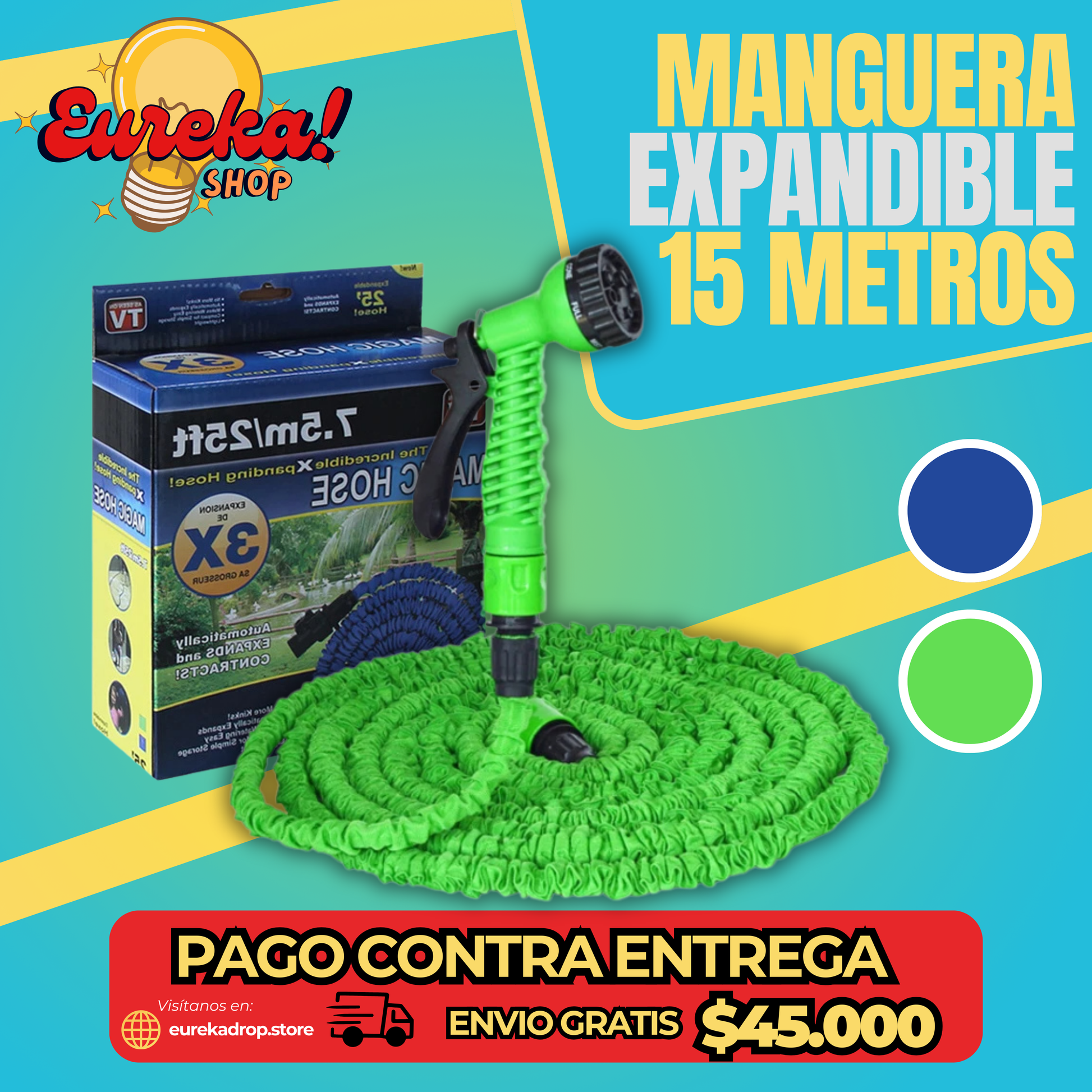 🪣🚿MANGUERA EXPANDIBLE - 15 METROS 🔵🟢