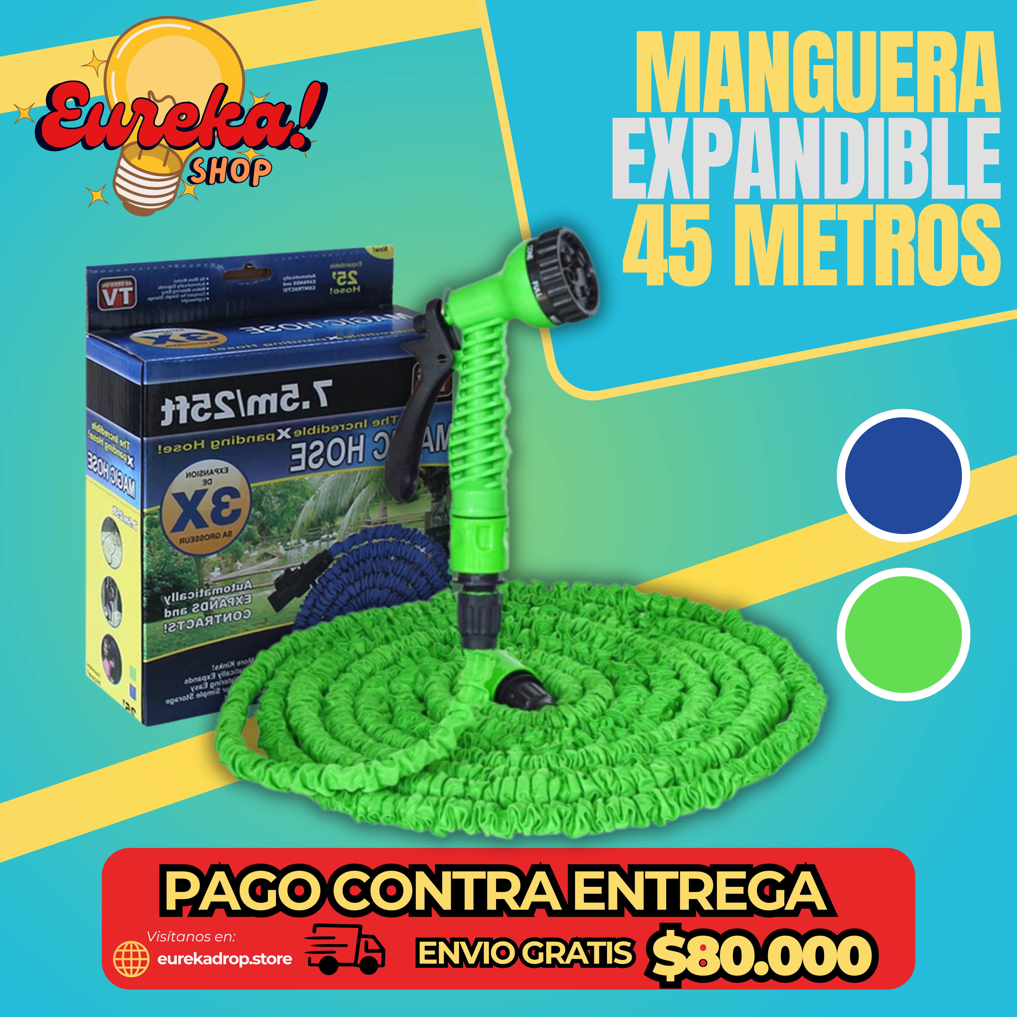 🪣🚿MANGUERA EXPANDIBLE - 45 METROS 🔵🟢